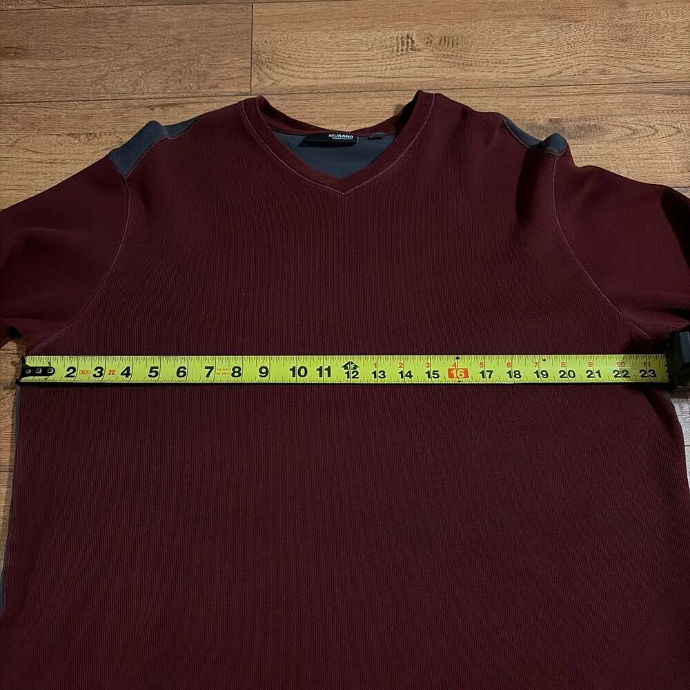 Murano Liquid Luxury Men's Maroon & Gray Long Sleeve V-Neck Pullover Shirt XL - Picture 6 of 7